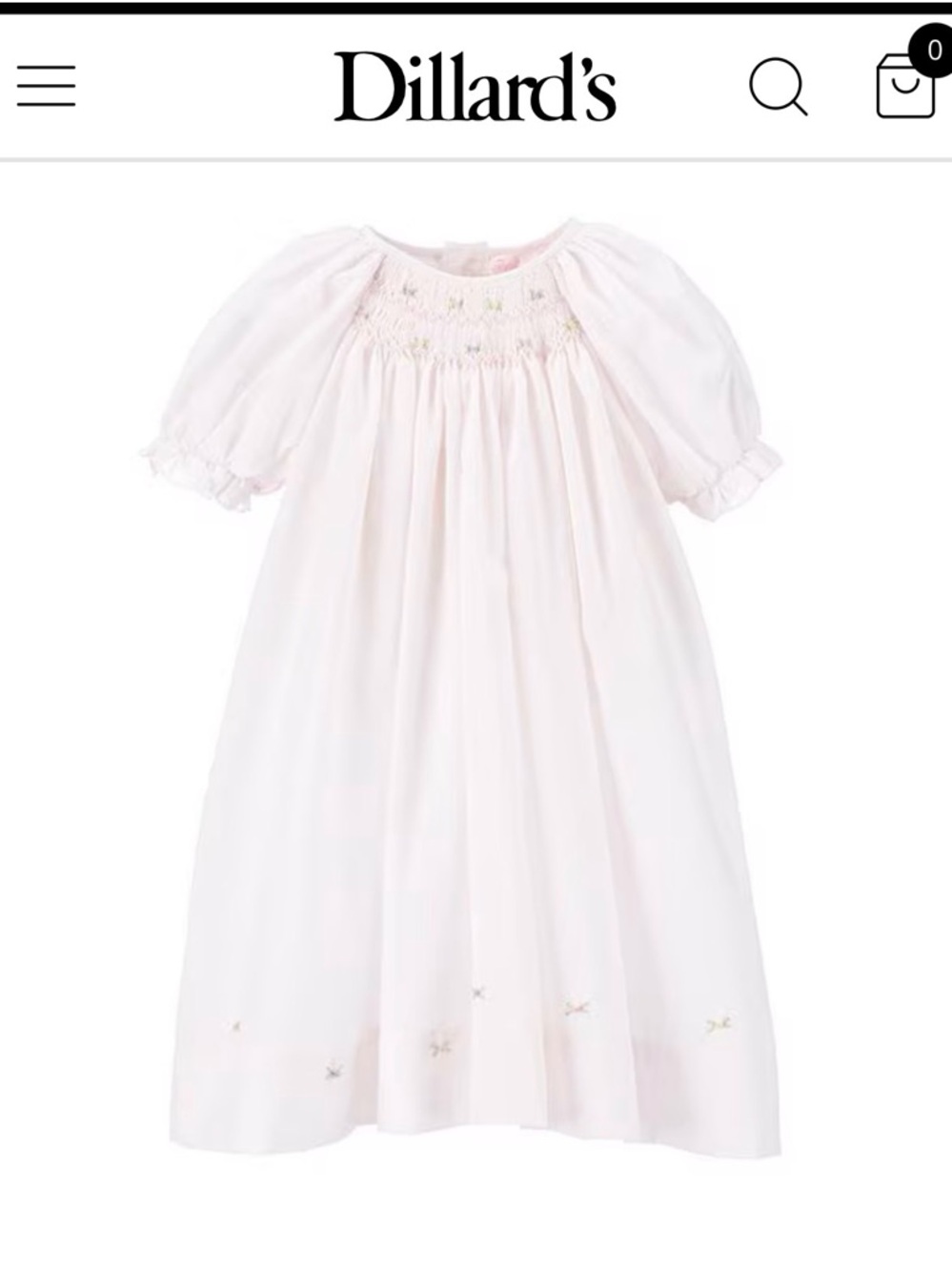 Petit Ami Pale Pink Smocked Nightgown with Puff Sleeves
